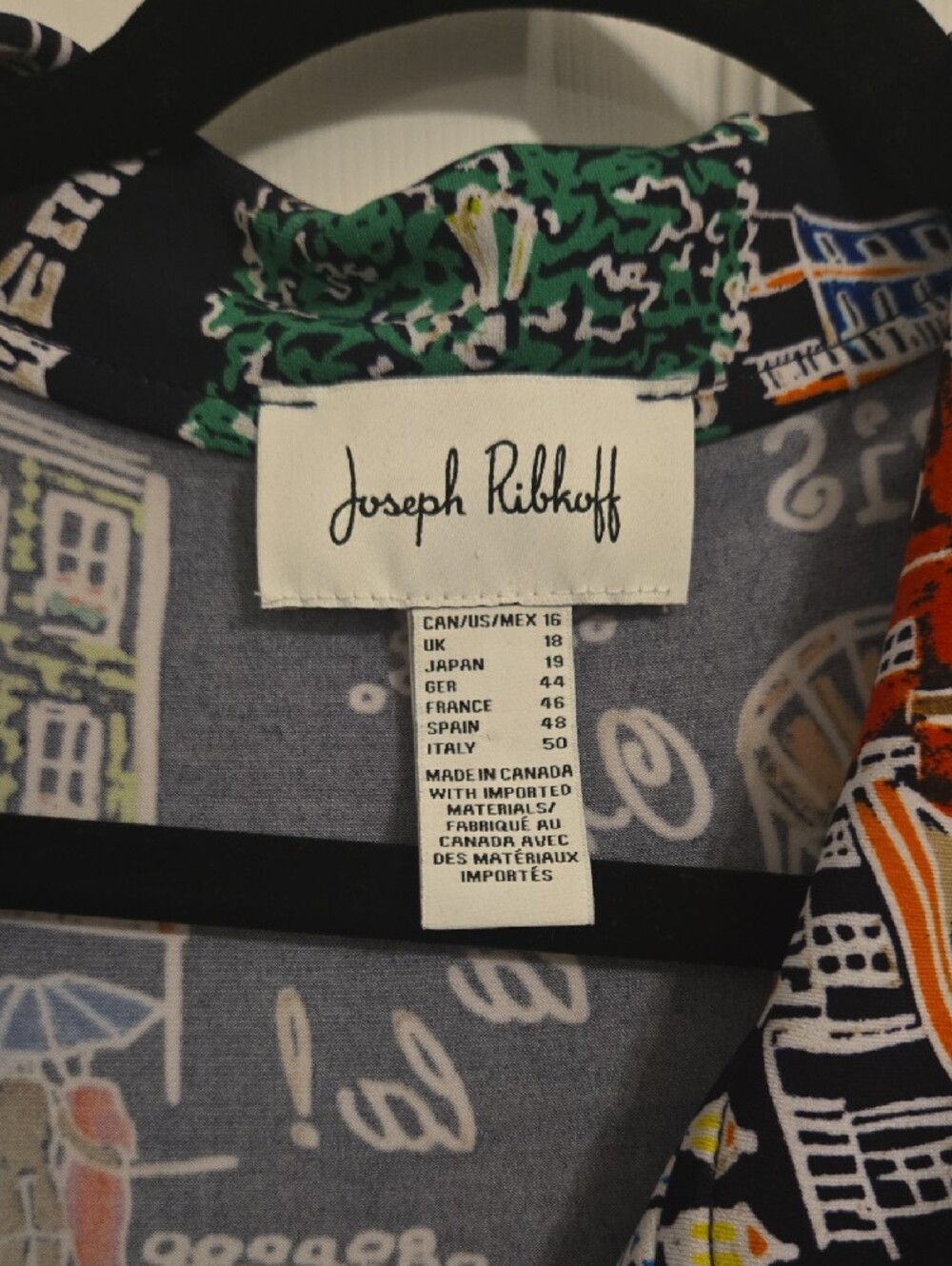 Joseph Ribkoff Black Dress with Green, Orange and Blue Cityscape Print - Picture 2 of 4